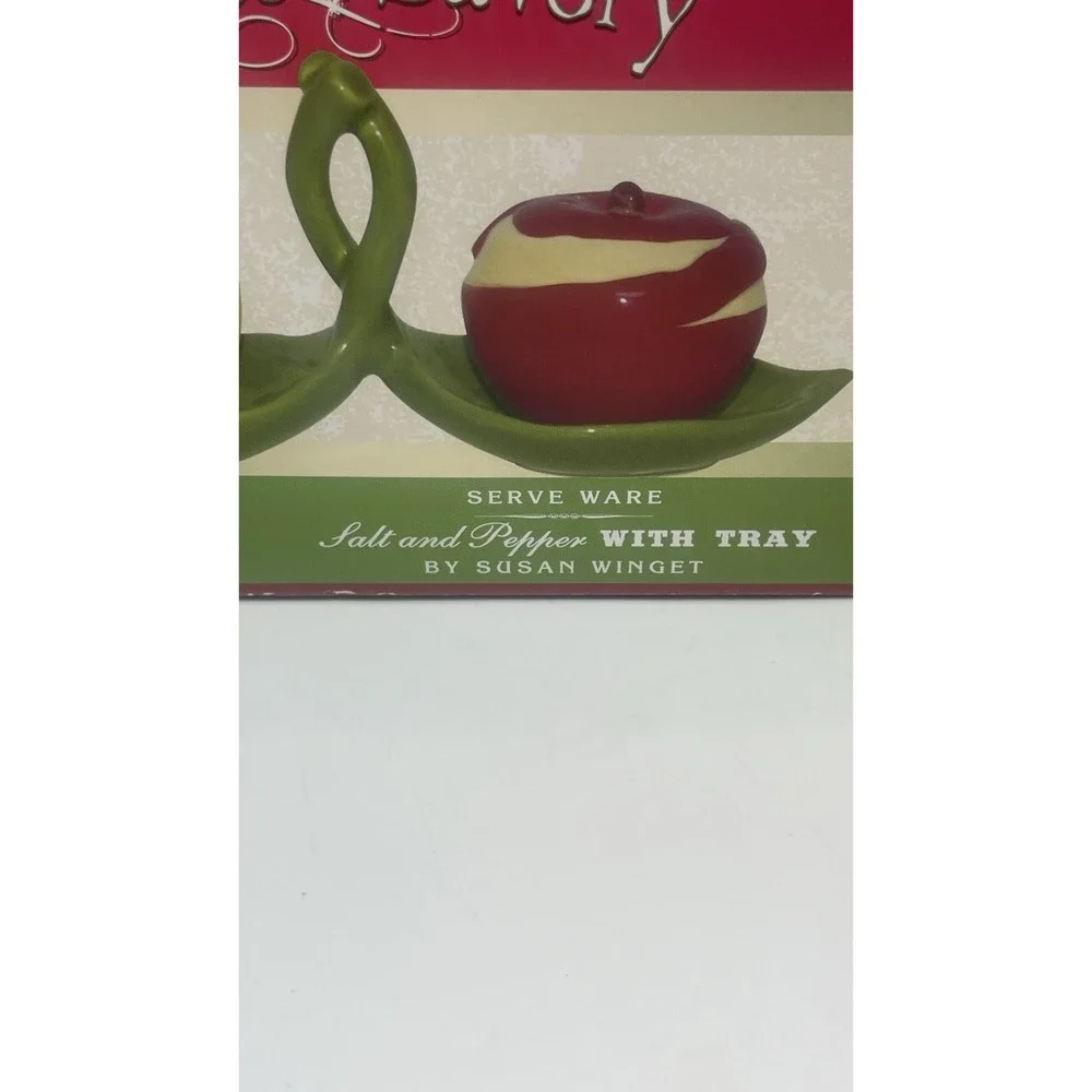 Cracker Barrel‎ Apples Salt And Pepper With Tray Set Susan Winget Sweet N Savory